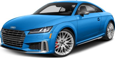 Blue sporty coupe with sharp headlights and alloy wheels
