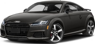 Front view of coupe with LED headlights and alloy wheels