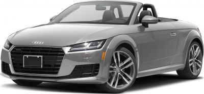 Sporty convertible front and side view with alloy wheels