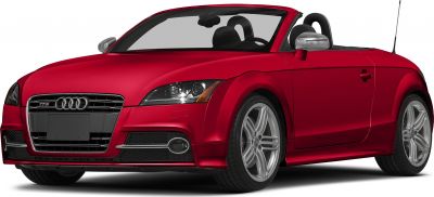 Red convertible with prominent headlights and alloy wheels