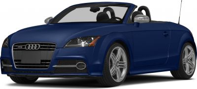 Convertible roadster front featuring grille, headlights, and sporty alloy wheels.