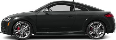 Side view of a sporty coupe with distinctive alloy wheels and aerodynamic design