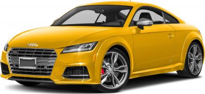 Yellow sporty coupe front side with sleek headlights and detailed wheels