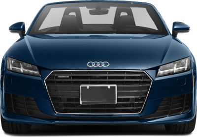 Close-up of front fascia with single-frame grille and LED headlights