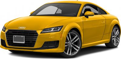 Yellow coupe with sharp LED headlights and distinctive alloy wheels