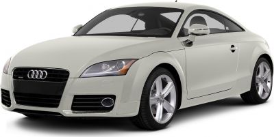 Front and side view of sleek coupe with alloy wheels