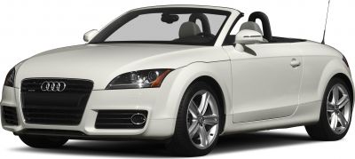 White convertible roadster, front three-quarter view with alloy wheels