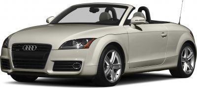 Front side view of beige convertible with alloy wheels