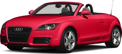 Red convertible with sleek front grille and sporty alloy wheels