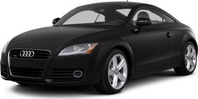 Front three-quarter view of a black compact sports coupe
