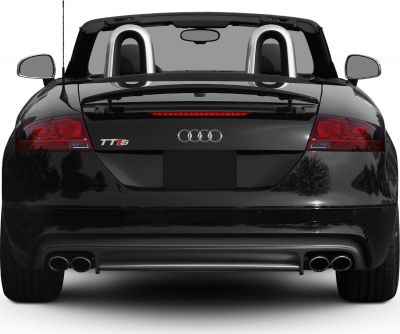 Rear view with dual exhaust and roll bars