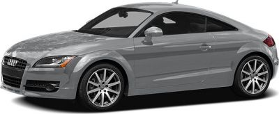Sleek gray two-door sports coupe with alloy wheels and sharp headlights