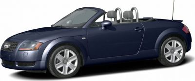 Convertible sports car with dual roll bars and sleek aerodynamic design