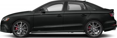Side view of a sleek sedan with sporty alloy wheels and red brake calipers