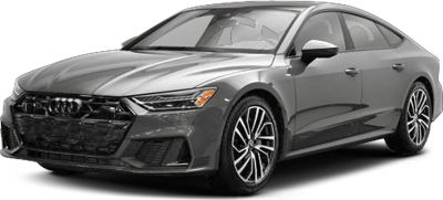 Sleek sedan front-three-quarter view with bold grille and alloy wheels