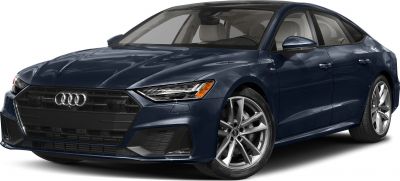 Front view with LED headlights and angular grille