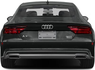 Rear view with dual exhausts, taillights, Audi rings, and badge details.