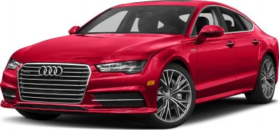 Red car front side profile with distinctive grille and alloy wheels