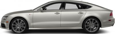 Silver luxury sedan side profile with multi-spoke alloy wheels