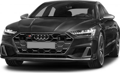 Front grille and LED headlights of a luxury performance sedan