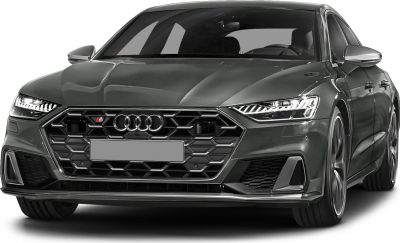 Hexagonal front grille with Audi rings and LED headlights