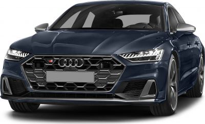 Front view of car with hexagonal grille and LED headlights