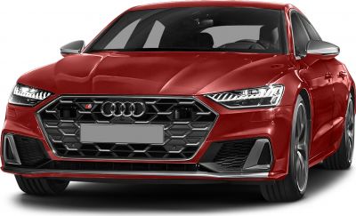 Front grille and LED headlights of a luxury sportback.