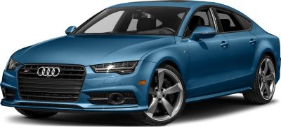 Blue sportback with aggressive front grille and alloy wheels