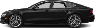 Side profile of sleek sportback with V8T badge and alloy wheels