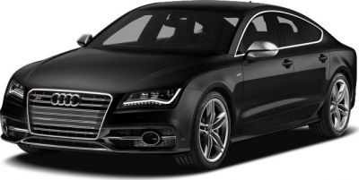Front and side view of a sleek black luxury sportback with alloy wheels.