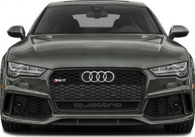 Front view of a car with prominent honeycomb grille and LED headlights
