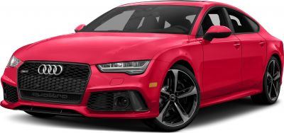 Front view of car with honeycomb grille and LED headlights