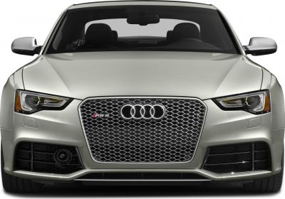 Hexagonal honeycomb grille with Audi rings and sharp LED headlights