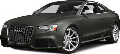 Front view of sporty coupe with honeycomb grille and alloy wheels