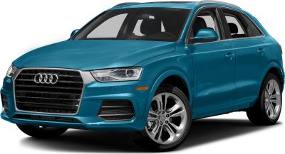 Front side view of updated grille and LED headlights on compact crossover SUV