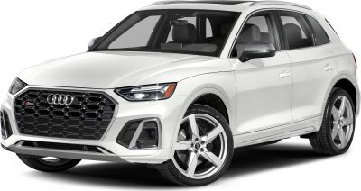 Sporty SUV front with hexagonal grille and LED headlights