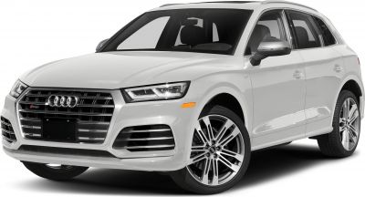 Front and side view of an SUV with LED headlights and alloy wheels