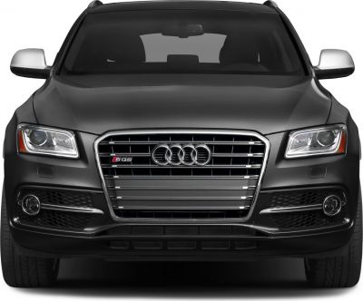 Front grille and headlight details of a vehicle.