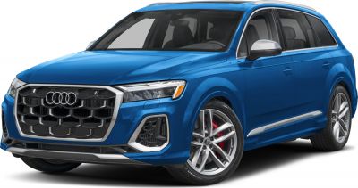 Bold grille, LED headlights, sporty alloy wheels, blue SUV front-side view