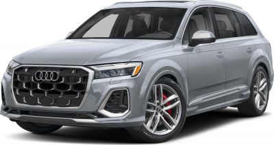 Front and side view of modern SUV with distinctive grille and LED headlights