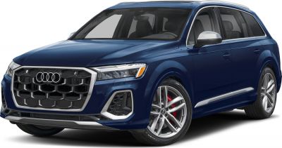 Blue SUV with aggressive grille and sporty alloy wheels front-side view