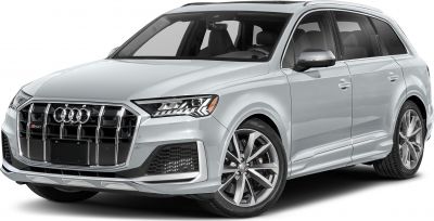 Front view of SUV with LED headlights and large grille
