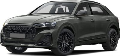 Front grille and LED headlights with black wheels on a modern SUV