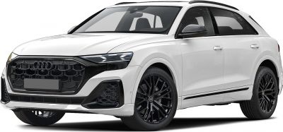 Large black honeycomb front grille with black multi-spoke alloy wheels