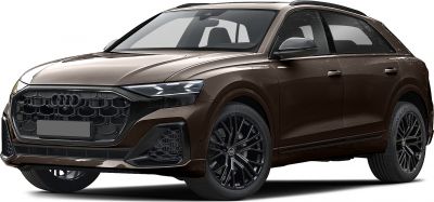 Front and side view of SUV with black honeycomb grille and dark multi-spoke alloy wheels