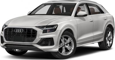 LED headlights and large grille on a luxury SUV front view