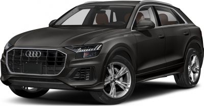 Front view of SUV with bold grille and LED headlights