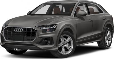 Front angled view of SUV with large grille, LED headlights, alloy wheels