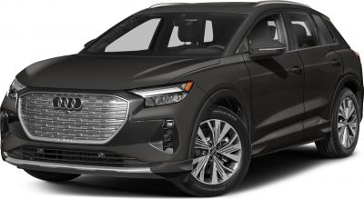 Front angled view with closed grille and LED headlights