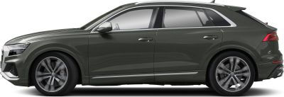 Sleek SUV side profile with spinning alloy wheels